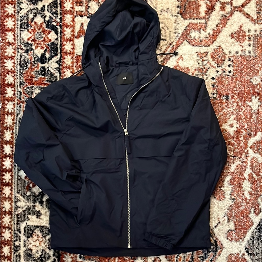 H&M Navy Blue Hooded Windbreaker